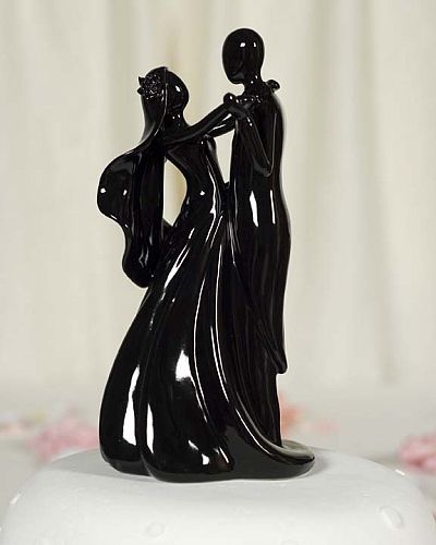 Stylized Bride and Groom Figurine with Black Finish