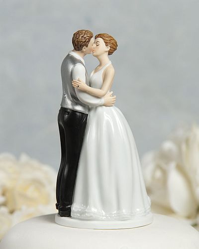 "Romance" Kissing Couple Wedding Cake Topper Figurine