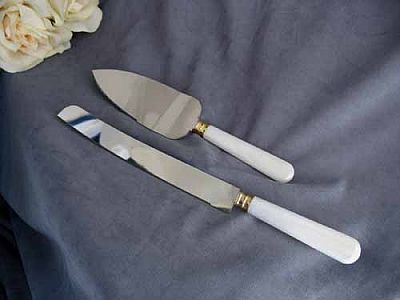 Mother of Pearl Wedding Cake Server Set