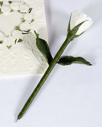 White Rose Natural Paper Wedding Pen