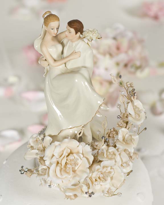 Vintage Groom Holding Bride Wedding Cake Topper